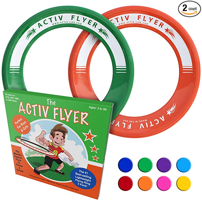 Activ Life Best Kid's Frisbee Rings [2 PACK] Fly Straight & Don’t Hurt - 80% Lighter Than Standard Frisbees - Replace Screen Time with Healthy Family Fun - Get Outside & Play! - Made in USA